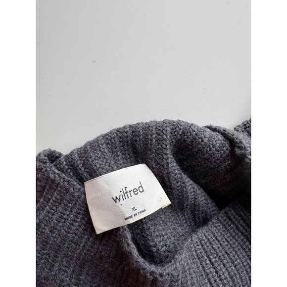 Aritzia WILFRED Montpellier Crop Coal Grey Wool Ribbed Mock Neck Sweater Size XL - Picture 8 of 15